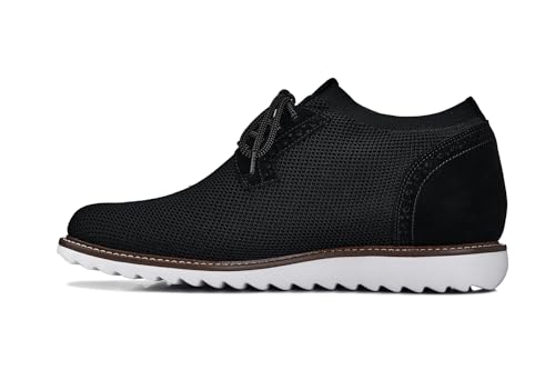 CALTO Men's Invisible Height Increasing Elevator Shoes - Noir Black Lightweight Lace-up Casual Derby - 3.2 Inches Taller - J1502 - Size 8 D(M) US3