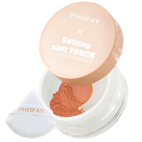 PHOFAY Setting Soft Touch Loose Powder 10g / 0.35oz – Mica-Infused, Oil-Control &amp; Long-Lasting Wear, Natural Matte Finish, Breathable Non-Cakey Texture (04#, 10g/0.35oz.)