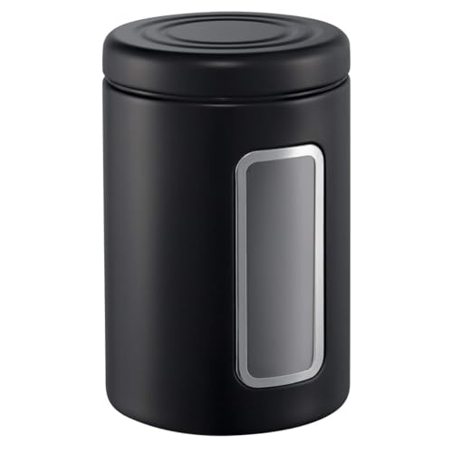 Wesco Vorratsdose Classic Line in der Farbe mattschwarz, pulverbeschichtetes Stahlblech, 2 Liter Volumen, Sichtfenster aus Acryl