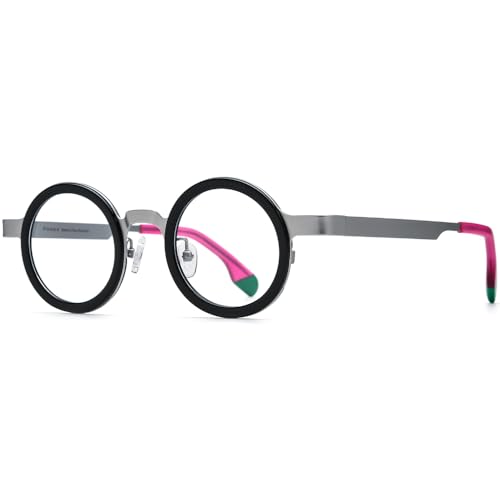 Image of FONEX Acetate Titanium Glasses Frame Women Round Eyeglasses Vintage Eyewear F85816