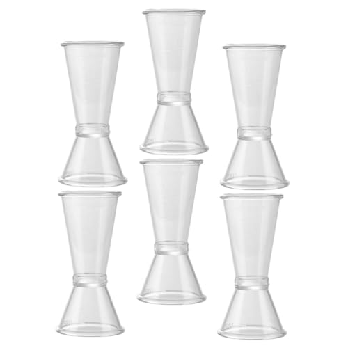 Happyyami 6個 プラスチック製ダブルヘッド量杯 バー用カクテル計量カップ 目盛り付き透明メジャーカップ バーテンダー向け調酒用 再利用可能