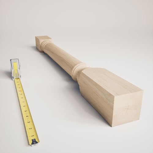 Ekena Millwork COL03X03X35TRRW Traditional Cabinet Column (Top Block: 6 1/8", Bottom Block: 7 1/8"), 3 3/4"W x 3 3/4"D x 35 1/2"H, Rubberwood by Ekena Millwork - Image 3