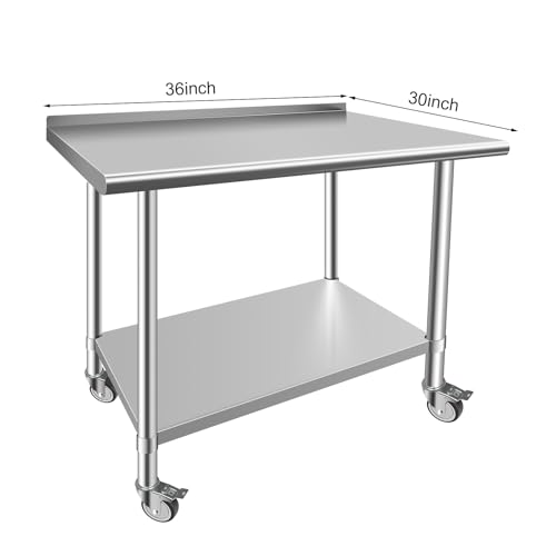 Faazy Stainless Steel Commercial Workbench - 30 x 36 Inch Metal Table Cart with Caster Wheel - NSF Certified - Heavy Duty for Restaurant, Kitchen, Garage by Faazy - Image 8
