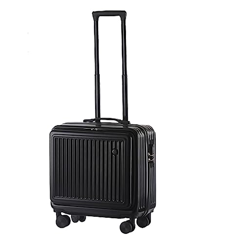 High-end Suitcase, 20-inch Large-Capacity Front Opening with Wear-Resistant Appearance and Innovative Mobile Functions (Black 18 inches)