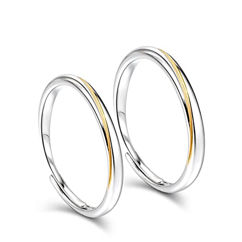 Jeulia Sterling Silver Couple Band for His and Her Mobius Two Tone Adjustable Matching Anniversary Wedding Diamond rings Engraving Jewelry Set Valentine Day with Gift Box2