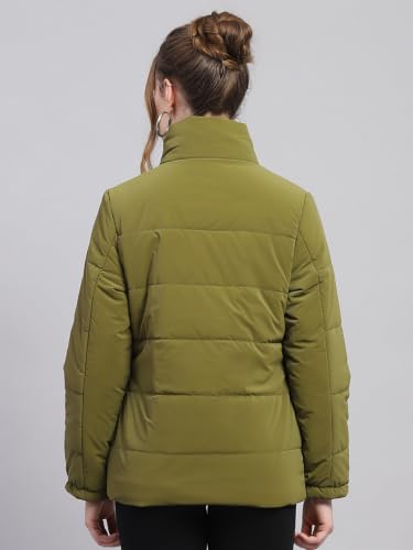 Image of Monte Carlo Womens Regular Fit Full Sleeve Collared Solid Winter Puffer Jacket Made From Blend Poly