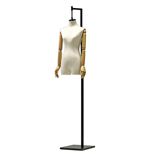 SSZY Weiblich Schneiderpuppe Kleiderpuppe Beige Hängende Weibliche Halbe Schaufensterpuppe Torso, für Kleidung Brautkleider Display, Höhenverstellbare Weibliche Schaufensterpuppe Körper Torso Cover