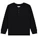 Sezzit Boys' 2-Pack Thermal Henley Tops - Cozy, Breathable Long Sleeve Shirts for School and Play, Sizes 4-18 Black/Charcoal