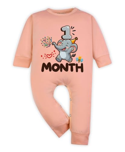 Image of ARVESA 1 Month Baby Milestone Jumpsuit for Baby Boy and Baby Girl Cotton 0-12 Months Design No 1793-1 Month