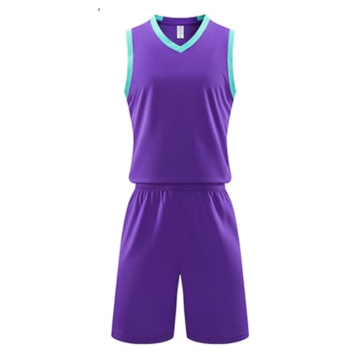 Gefomuofe Basketball Jersey Men's Basketball Jersey Shirt 2-Piece Set Any Name Number Team Logo - Basketball Jersey Boys Men Personalised Basketball Shirt, purple, L