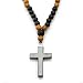 Perla Style Collier pour Homme avec Croix HEMATITA Chapelet du Vatican pour Aller à la Plage Collier avec Pierre d'hématite énergétique et Pierres d'onyx Mates 6mm