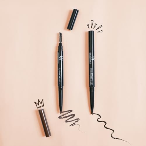 Image of Half N Half Eye Brow Artist Long Lasting Automatic Eyebrow Pencil & Brush | Sleek spoolie brush | Long-Lasting & Natural looking results | retractable pencil easy to use | Perfect arch - Brown