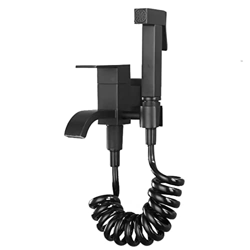 Robinet bidet noir mat en laiton haut de gamme à double sortie pour raccordement mural