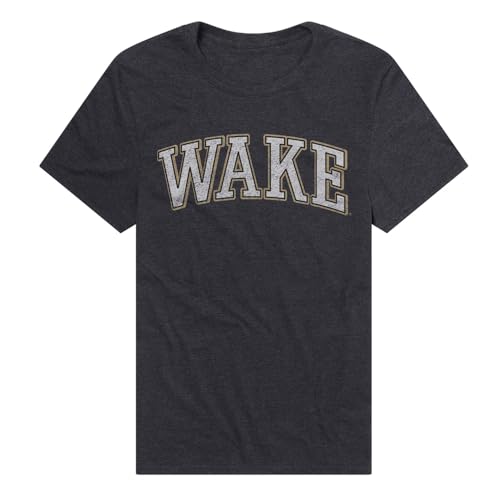 Wake Forest University Demon Deacons Distressed School Name Official NCAA Classic Ring-Spun T-Shirt Unisex for Men & Women, Charcoal, Large