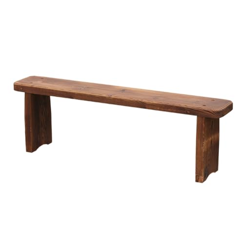 Banco de jardín de madera resistente a la intemperie, sin respaldo, asiento de patio al aire libre, para todo tipo de clima, banco de porche delantero de madera maciza, soporte para flores, 47
