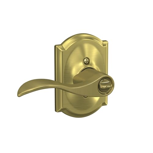 Image of SCHLAGE Accent Lever with Camelot Trim Keyed Entry Lock in Satin Brass - F51A ACC 608 CAM