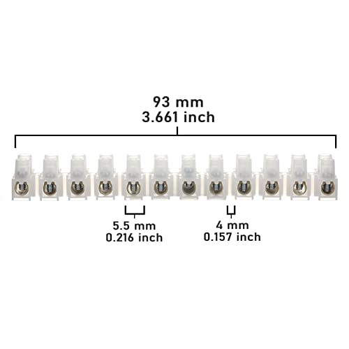 AUKENIEN 3A Transparent Lüsterklemmen 3 Ampere Lüsterklemme Weiß Schraubklemme Drahtklemme 12 Polige Lüsterklemmleiste Zweireihig