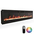 80" Electric Fireplace Wall Mounted & Recessed with Remote, 750w/1500w Ultra-Thin Wall Fireplace Inserts, Electric Fire Place W/8H Timer, Adjustable Flame Colors and Brightness Silent
