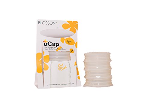 Blossom Mason and Canning Jar Storage Lid Caps, Silicone, For Standard Size Mason Jars, 3.5-Inches; Clear; Set of 4