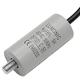Lumonic Condensador de arranque 4µF 450V | con Cable I 26x55mm I 4uF I Condensador de motor con carcasa de plástico I Condensador de funcionamiento I para bombas, cortacéspedes, herramientas