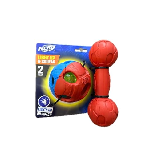 Nerf Dog Light up and Squeak 2 Pack Bone and Ball