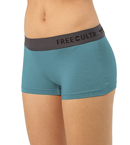 Image of FREECULTR Antibacterial Micro Modal Boy Shorts for Women | Long Panty | Boxer for Girls- Pack of 2 (Bourbon Yellow, Martini Blue)