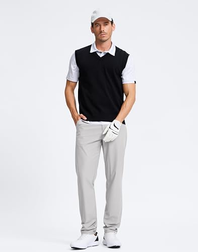 Image of Pudolla Men's Golf Pants 30 inch /32 inch /34 inch Comfy Stretch Dress Work Pants Lightweight Quick Dry Casual Slacks Trousers with Pockets