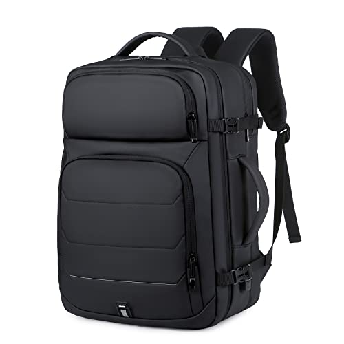 32L Travel Laptop Backpack 16 Inch Carry On Suitcase Backpack Flight Approved, Water Resistant Large Expandable Luggage Backpack for Men Women with USB Charging Port, Black 32L Travel Laptop Backpack 16 Inch Carry On Suitcase Backpack Flight Approved, Water Resistant Large Expandable Luggage Backpack for Men Women with USB Charging Port, Black