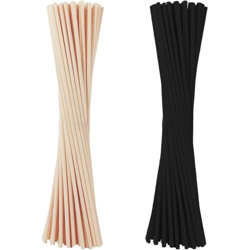 DaiUni Palos de Difusor Reed,Varillas Ambientador, Palos Difusores de Ratan Palos para Ambientador, Varillas Difusor de Aroma de Aceite Esencial,20 cm x 3 mm, 50 Piezas. ﻿