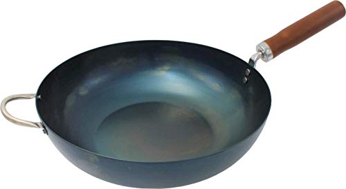 Fujita Metal Iron Wok, Wood Handle, Dedicated Artisans, Black (13 Inch/33 Cm) #TOP25