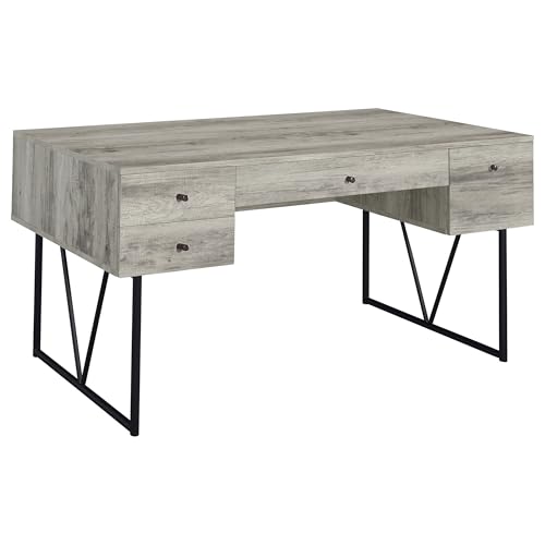 Coaster Home Furnishings Analiese Rustic 63-Inch 4-Drawer Home Office Computer Writing Desk Study Table with Storage Engineered Eco-Friendly Wood Look Laminate Sturdy Steel Grey Driftwood 801999
