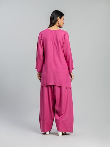 Image of Womens Rayon Solid Straight Kurta Farshi Salwar Set