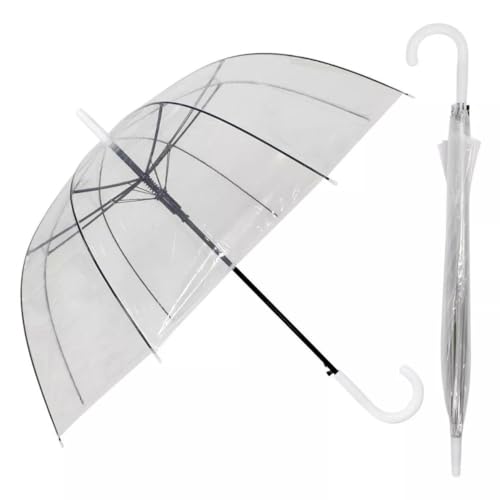 Guarda Chuva Transparente Automático Sombrinha Adulto Bengala Curvado Portaria Eventos Decoração 8 V