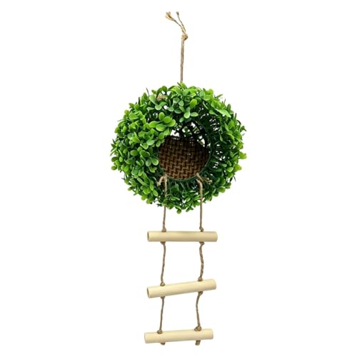 Bird Houses - 7.08 Inch Bird Nest For Cage |,Artificial Grass Ball Shape Parrot Nest With Ladder For Parakeet Conure Cockatiel C