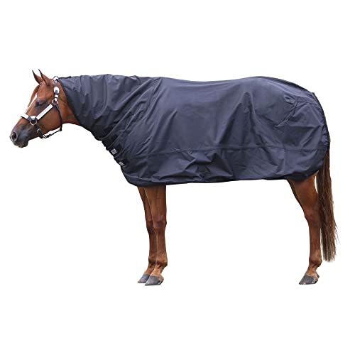 Dura-Tech Insulated Waterproof Contour Show Cover | Color Black | Size Medium | Full Coverage from Head to Tail | 600D Ripstop Material | Lightweight Insulation | Adjustable Girth for Horses Strap