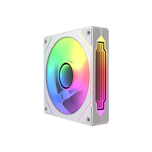 Jungle Leopard Prism 120mm 4 Pro ARGB Reverse Case Fan White Edition,Infinity Mirror RGB Light Effect 5V 3PIN Motherboard Light Sync 1000~1650RPM PWM PC Fans for Computer Cases and Liquid radiators