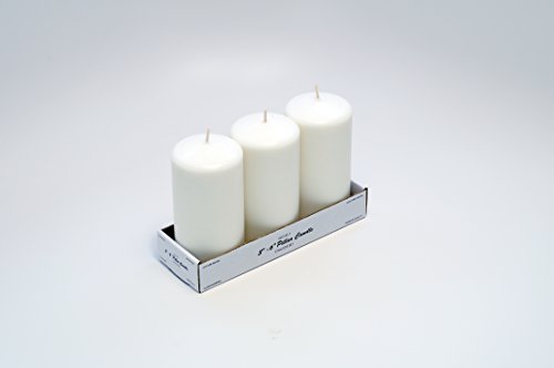 Candles4Less - 3 x 6 White Pillar Candles (Bulk 12Pcs) Unscented Lead Free Cotton Wicks