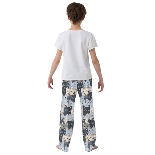 Cat Cute Blue Pajama Pants Long Sleep Pant Soft PJ Bottoms Sleepwear3