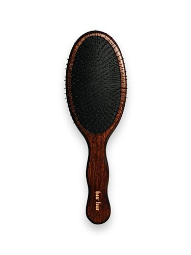 BUR BUR The Mermaid Brush - Wet Detangling Hair Brush | With Wooden Handle and Fexible Nylon Bristles | Scalp Massaging Detangling