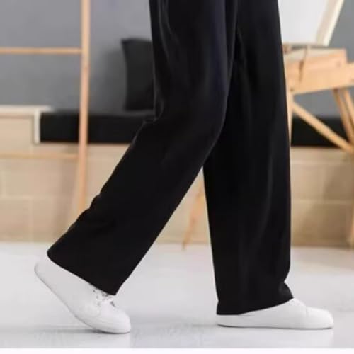 Men's Casual Linen Pants Elastic Waist Drawstring Lightweight Loose Straight Legs Trousers Street Beach Yoga Clothes3