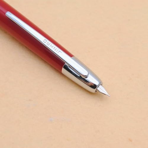 Image of GOLD LEAF Jinhao 20 Press Retractable Fountain Pen - Fine Nib with Converter - Plastic Body & Metal Clip - Multiple Colors - Smooth Writing Pen (No Ink Included) (Palace Red (Silver Clip))