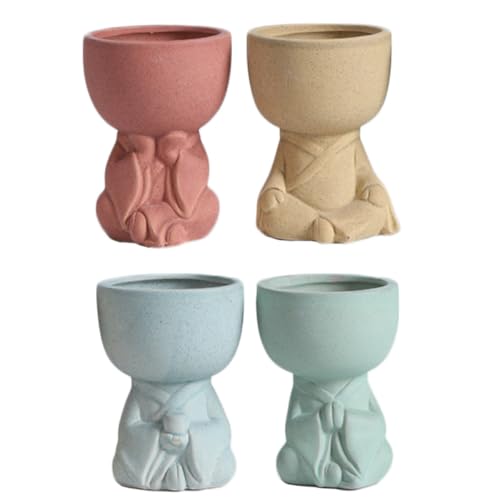 DOITOOL 4 Pezzi Vasi da Fiori in Ceramica Fatti a Mano Contenitori per Piantare Fiori Design Creativo Decorazioni per la Casa per Scrivania e Giardino