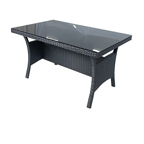 Voohek 6 Pcs Outdoor Garden Furniture With 2 Storage Under Seat, Wicker Rattan Sectional Sofa Conversation Sets W/Glass Table And Removable Cushions For Backyard, Black #TOP3