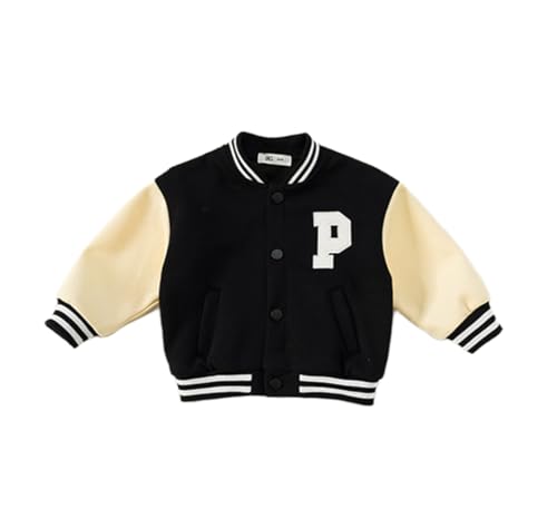 Meufam Toddler Baby Boy Girl Varsity Coat Color Block Button Baseball Jacket Letter Print Bomber Jackets Vintage Outwear
