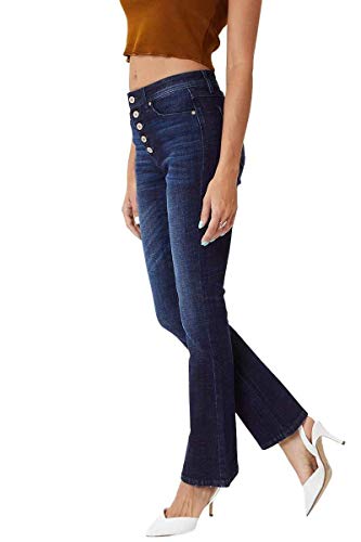 Kancan Women's Petite High Rise Button Fly Flare Jeans - KC73483
