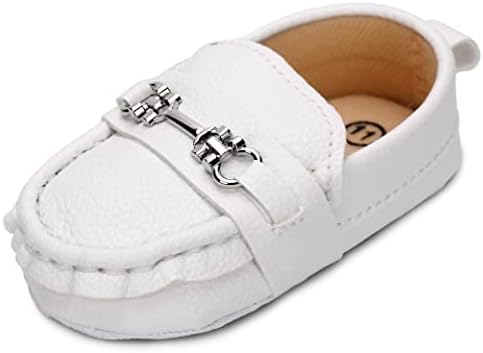 CINDEAR Baby Girls Boys Loafers Prewalker Moccasin Crib Shoes Perfect for Baptism/Crawling/Wedding White 6-12 Months 1209 WT12