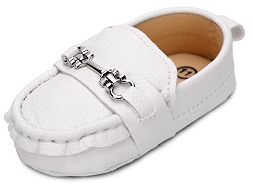 Cindear Baby Girls Boys Loafers Prewalker Moccasin Crib Shoes Perfect For Baptism/Crawling/Wedding White 6-12 Months 1209 Wt12 #TOP7