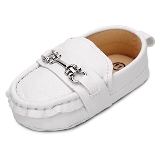 Sapatos para bebês meninas meninos recém-nascidos Oxford mocassins adoráveis para berço infantil pré-andador PU tênis, 1209-branco, 6-12 Meses