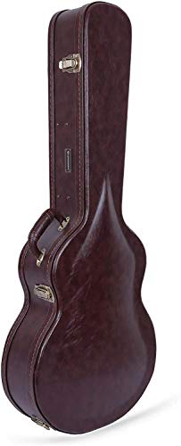 Image of Crossrock Case - Hard-Shell Wooden Guitar Case - Fits OM /Martin 000-14 Fret Acoustic Guitars - Stainless Steel Latches, Sponge Lining, Metal Feet, Storage Space - Brown