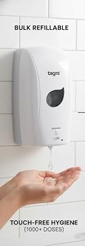 Automatic Touchless Soap Dispenser 1000ml Large Capacity, Battery Operated Wall-Mounted Sensor Pump for Hand Sanitiser, Alcohol Gel & Liquid Soap (White)